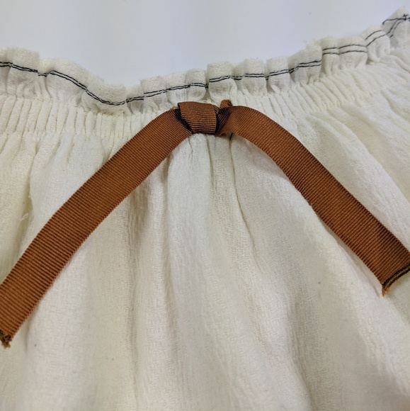 Zara Girls Cream Gold Striped Boho Skirt Brown Tie - Picture 3 of 4